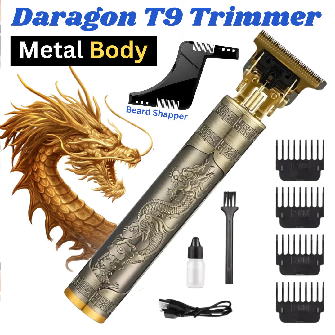 Vintage T9 Metal Body Trimmer β USB Rechargeable Hair & Beard Cutter