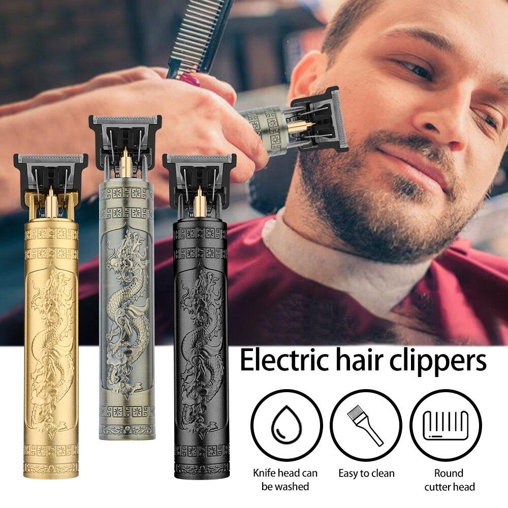 Vintage T9 Metal Body Trimmer – USB Rechargeable Hair & Beard Cutter