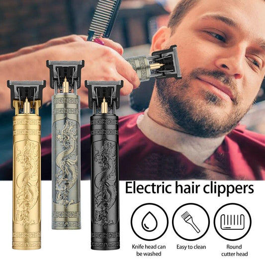 Vintage T9 Metal Body Trimmer – USB Rechargeable Hair & Beard Cutter