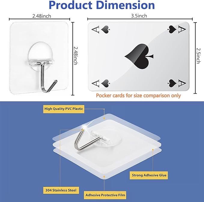 Heavy-duty adhesive hooks for strong hanging