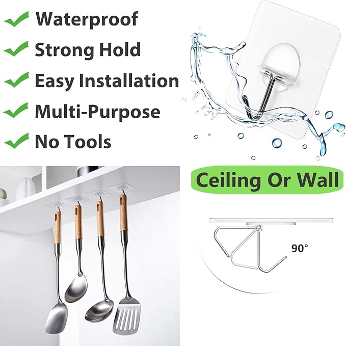 Heavy-duty adhesive hooks for strong hanging