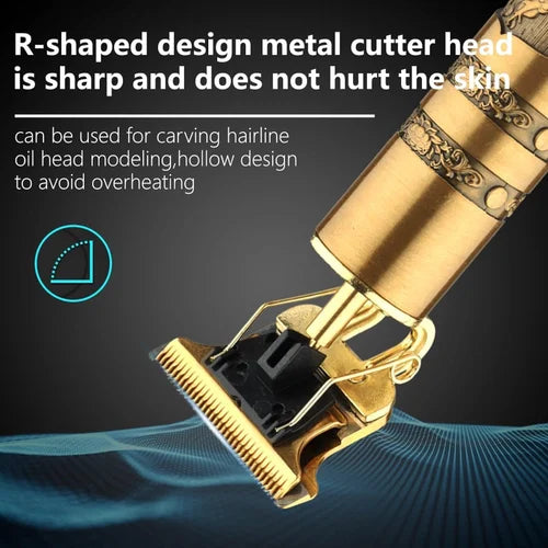 Vintage T9 Metal Body Trimmer – USB Rechargeable Hair & Beard Cutter